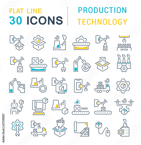 Set Vector Line Icons of Production Technology