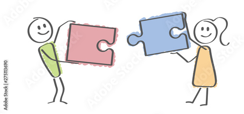 Personen mit passenden Puzzleteilen