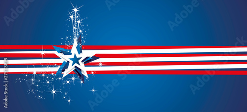 USA abrstract flag line design firework stars blue vector banner