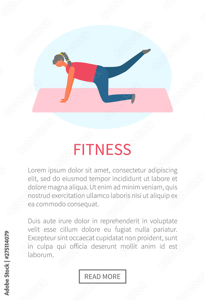 Workout and fitness, girl lifting legs on mat or rug vector. Healthy lifestyle and sport tips online web page template, buttocks and legs muscles pumping Workout and fitness, girl lifting legs on mat or rug vector. Healthy lifestyle and sport tips online web page template, buttocks and legs muscles pumping