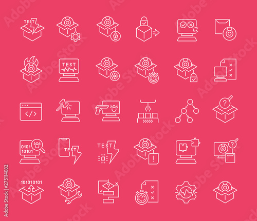 Set of Line Icons of Software Testing