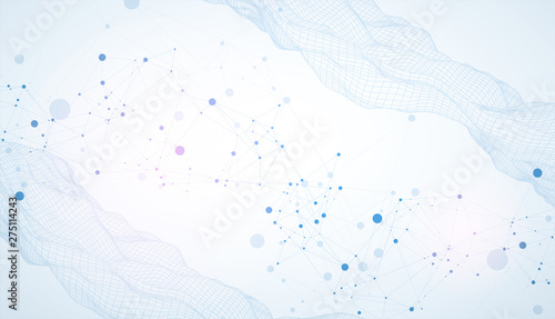 Template for science and technology presentation. Plexus style background.