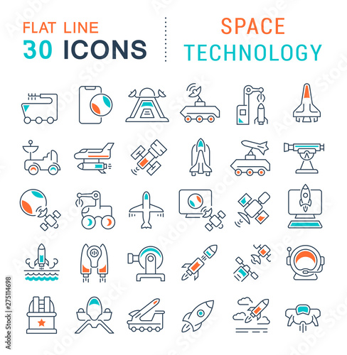 Set Vector Line Icons of Space Technology