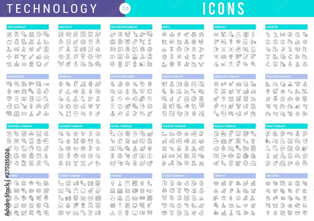 Collection Linear Icons of Technology Collection Linear Icons of Technology