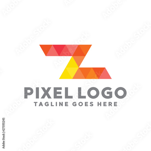 Free Download Pixel Logo For Technology Design With Colorful Style Concept. Digital Logo Company with Pixel Concept. Triangle and Geometry Symbols. Letter Icon for Business, website, Studio, Media, Internet. - GFXLoad