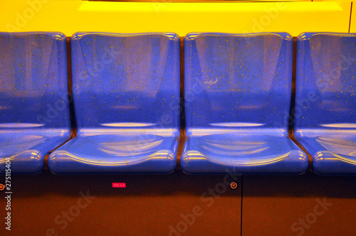 Blue chair on the train