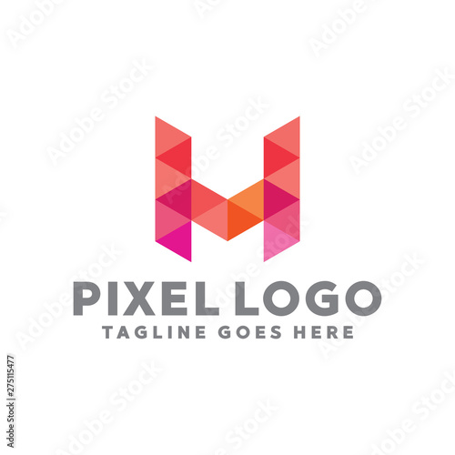 Free Download Pixel Logo For Technology Design With Colorful Style Concept. Digital Logo Company with Pixel Concept. Triangle and Geometry Symbols. Letter Icon for Business, website, Studio, Media, Internet. - GFXLoad