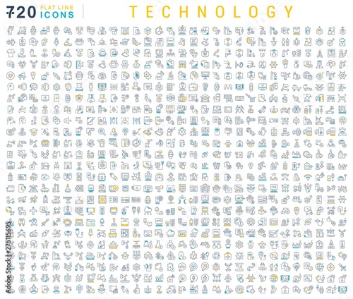 Set Vector Line Icons of Technology