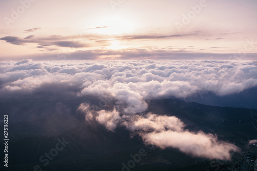 View of the clouds from above at dawn photo