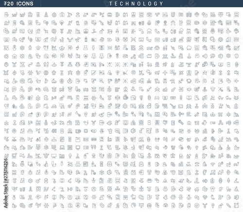 Set Vector Line Icons of Technology