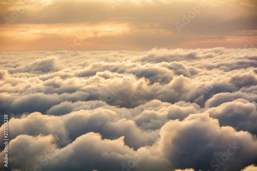 View of the clouds from above at dawn