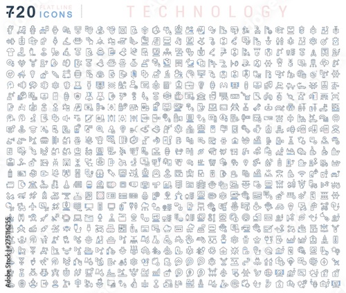 Set Vector Line Icons of Technology