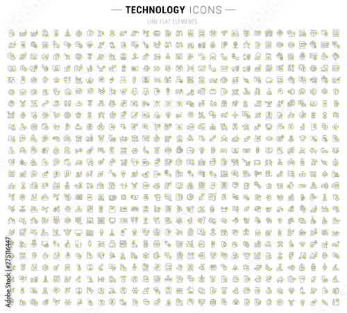 Set Vector Line Icons of Technology