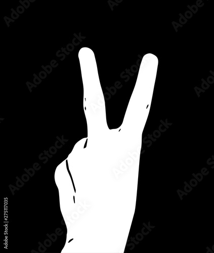 Symbol of peace gesture. Vector illustration on black background