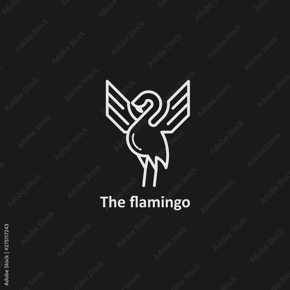 icon logo flamingo with line art, minimal logo animal icon logo flamingo with line art, minimal logo animal