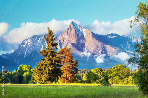 Fototapeta Naklejka Na Ścianę i Meble -  Krivan peak (2494m), symbol of Slovakia in High Tatras mountains national park, Slovakia
