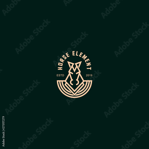 icon logo horse hero with line art