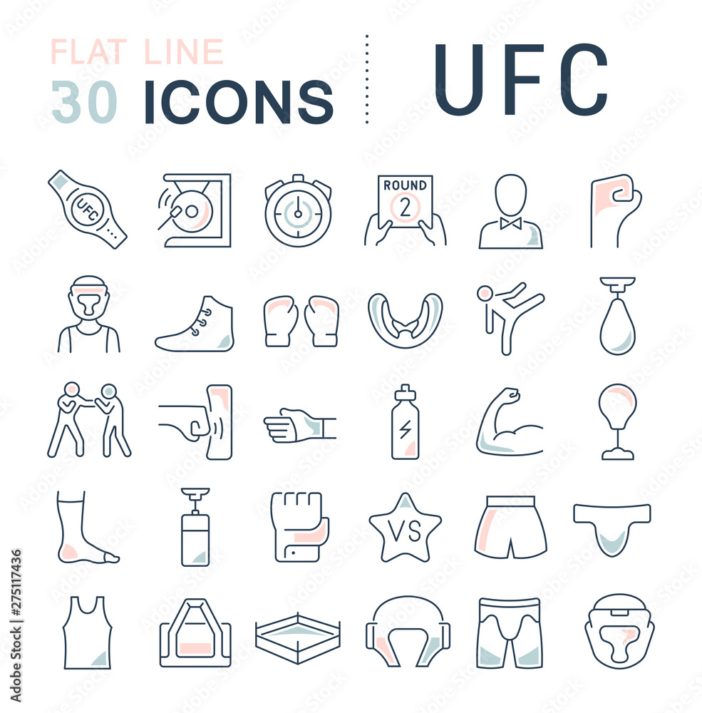 Set Vector Line Icons of UFC Set Vector Line Icons of UFC