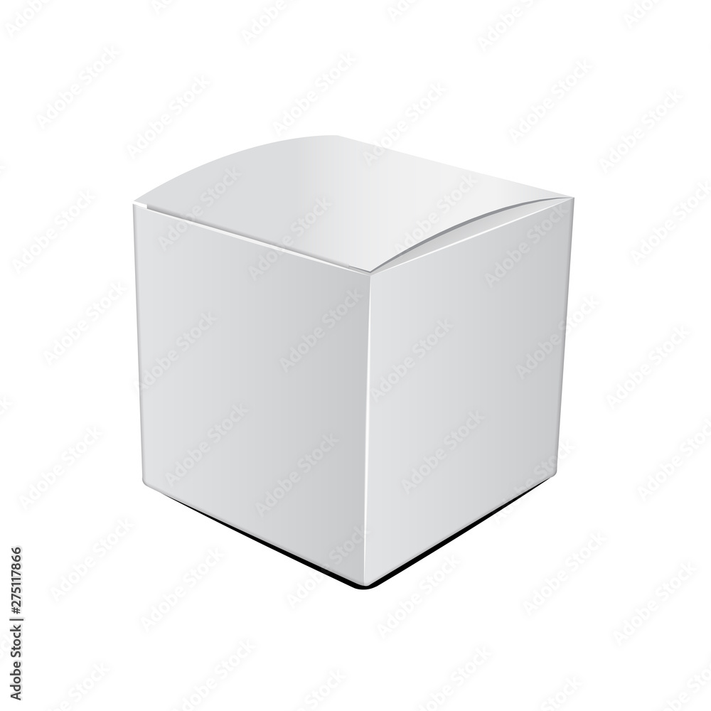 Square Cardboard Plastic Package Box. Illustration Isolated On White Background. Mock Up Template Square Cardboard Plastic Package Box. Illustration Isolated On White Background. Mock Up Template