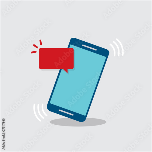 Vector illustration smartphone with blank speech bubble get message on screen