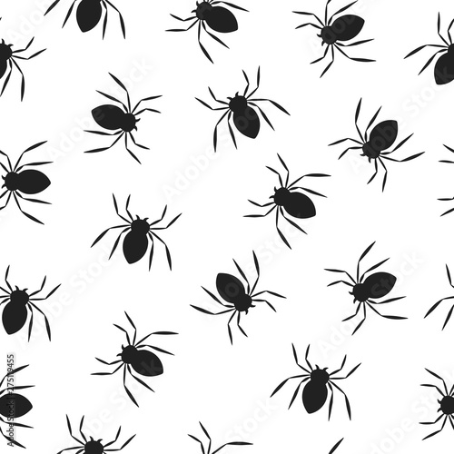 Spider pattern for Halloween party. Cute  october night seamless scary background. © Kirill