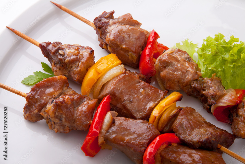Kebabs - grilled meat and vegetables