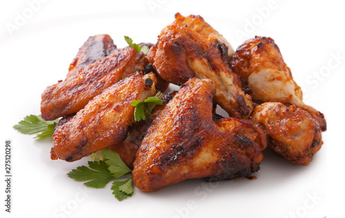 Foto Plate of delicious barbecue chicken wings