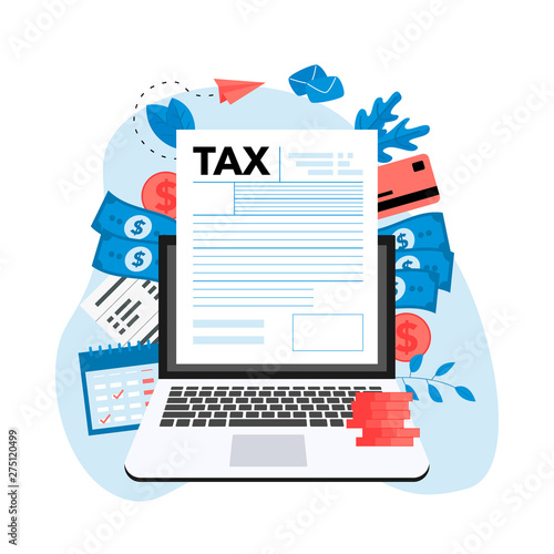 Online tax payment vector illustration concept. Filling tax form	