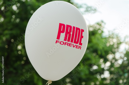 Gay pride message concept on a white balloon with copy space