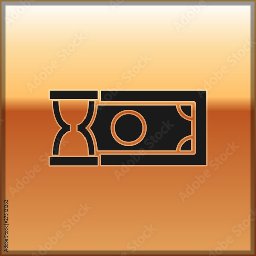 Black Fast payments icon isolated on gold background. Fast money transfer payment. Financial services, fast loan, time is money, cash back concept. Vector Illustration