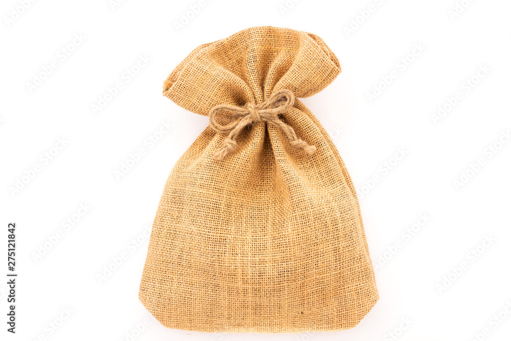 Burlap sack bag the bow tied isolated on white background Burlap sack bag the bow tied isolated on white background