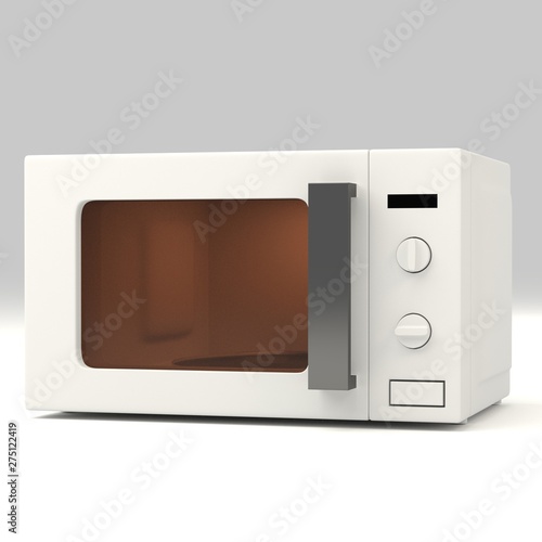 3D Illustration of white color microwave