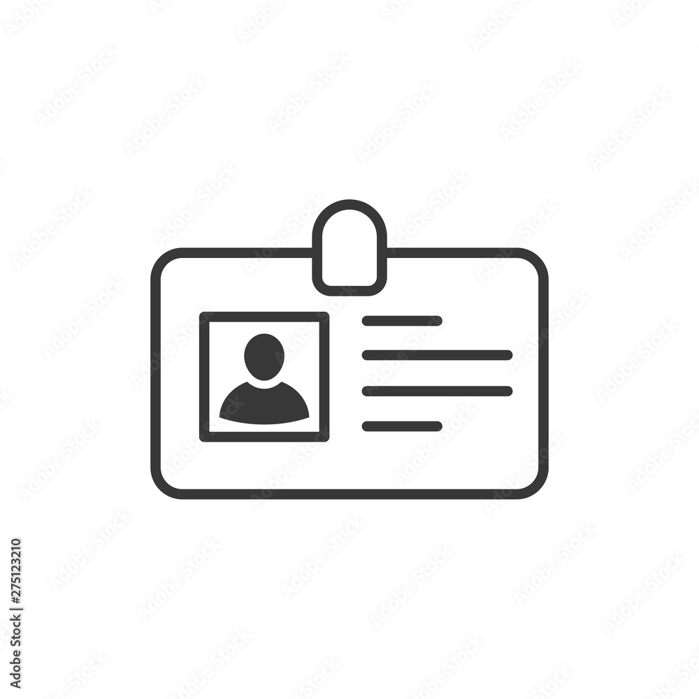 Id card icon template black color editable. Identification card  symbol style vector sign isolated on white background. Simple logo vector illustration for graphic and web design.