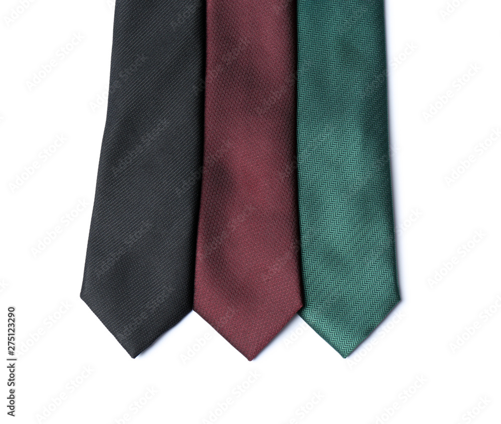 Group of colorful neckties isolated on white Group of colorful neckties isolated on white