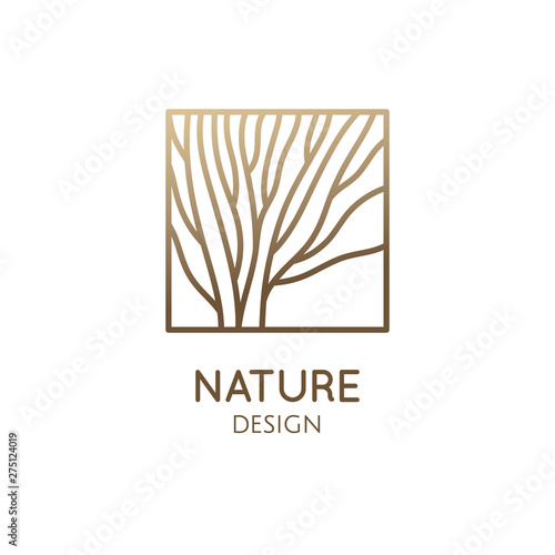 Square abstract tree emblem
