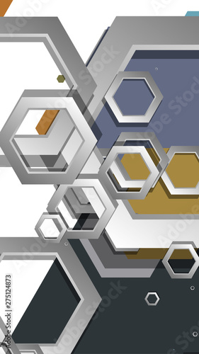 Abstract geometric background with hexagon, middle ages color composition. Vector illustration