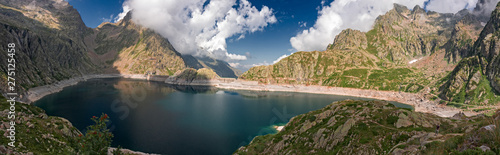 Panoramic view of the artificial lake of the Chiotas Basin, in the Maritime Alps.
