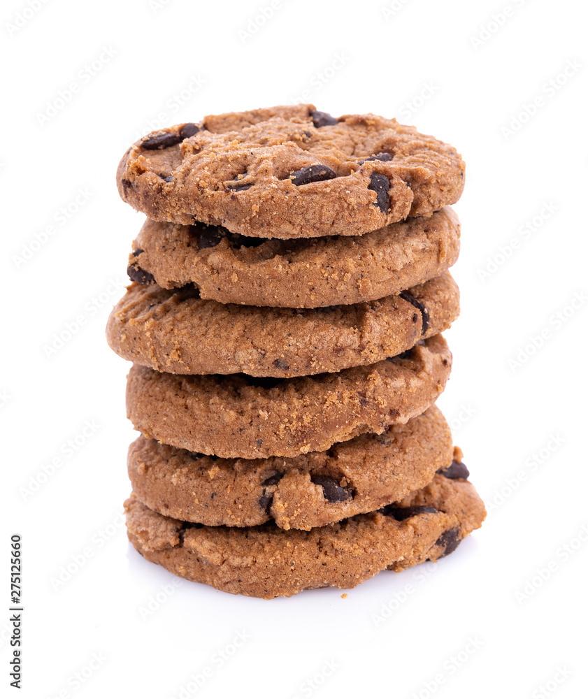 Chocolate chip cookie on white background Chocolate chip cookie on white background