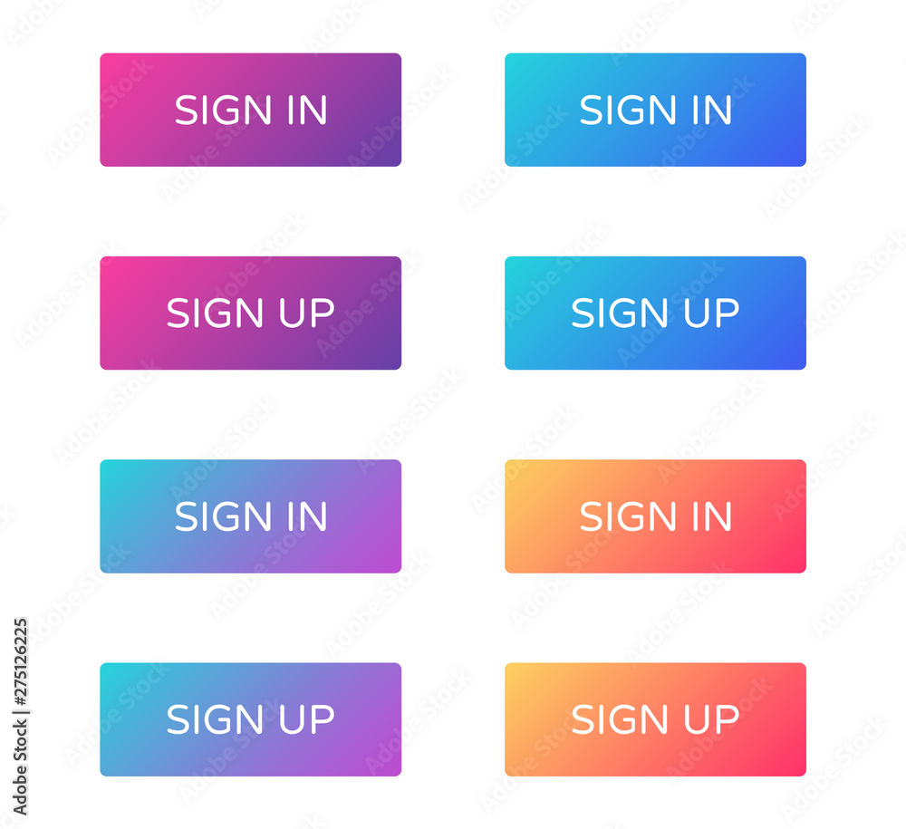 sign in sign up web buttons set. outline and filled ui web buttons in flat style. rectangular vector buttons on trendy gradients for web and ui design sign in sign up web buttons set. outline and filled ui web buttons in flat style. rectangular vector buttons on trendy gradients for web and ui design