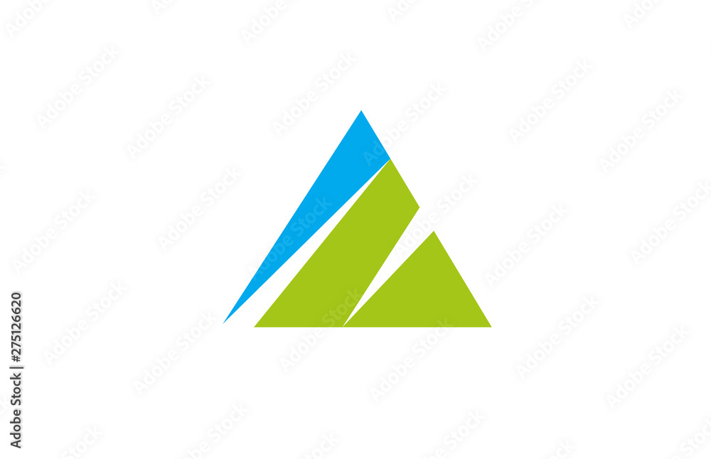 green blue A alphabet letter logo icon design sign