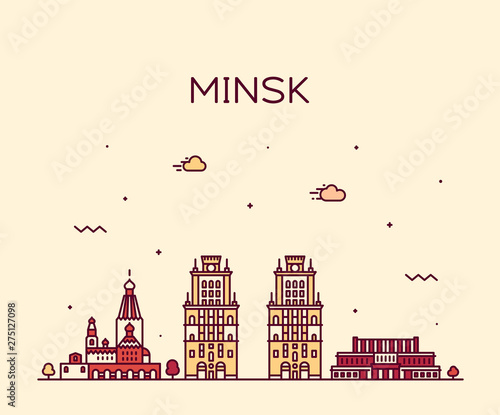 Minsk skyline Belarus a vector illustration linear