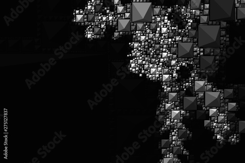 Abstract background with geometric design. Digital futuristic element. Technology. Macro flower cactus. Floral wallpaper. Black and white, monochrome. Dark background. Color palette.