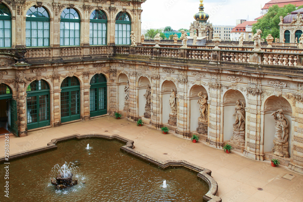 Naklejka premium The fountain Bath of nymphs in zwinger palace in Dresden