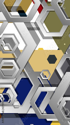 Abstract geometric background with hexagon, middle ages color composition. Vector illustration