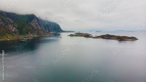 Aerial view. Lofoten islands landscape, Norway