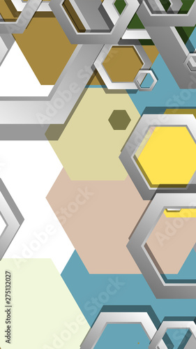 Abstract geometric background with hexagon, middle ages color composition. Vector illustration