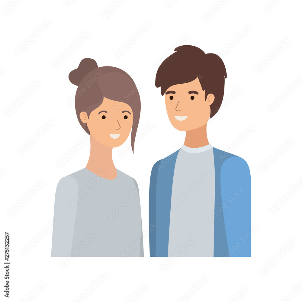 young couple in white background avatar character young couple in white background avatar character