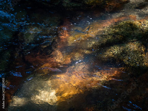 The texture of water on the waterfall. underwater rocks © alexkazachok