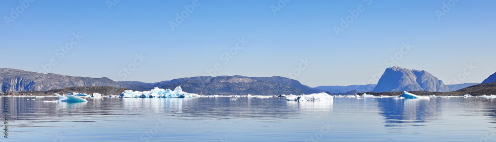 Icebergs landscape Greenland, beautiful Nuuk fjord 