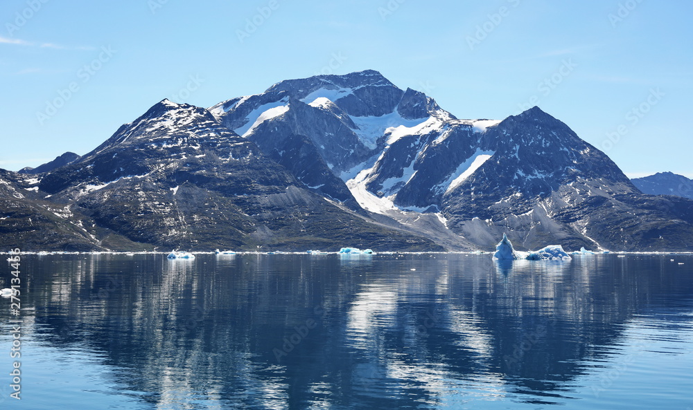 Icebergs landscape Greenland, beautiful Nuuk fjord 